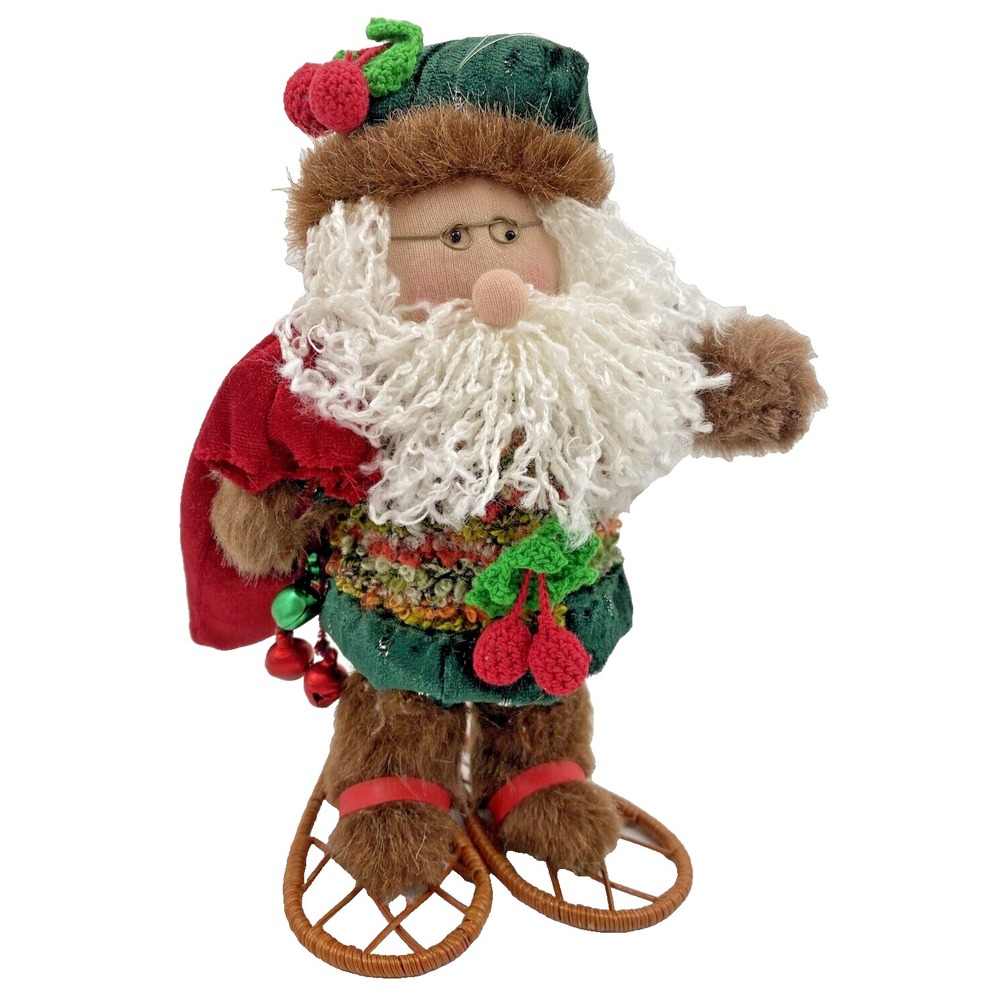 Christmas Santa Kris Kringle On Snow Shoes Ornament 8" Tall NEW